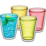 Amazing Abby - Alaska - 16-Ounce Insulated Tumblers (Set of 4), Double-Wall Drinking Glasses, Mixed-Color Reusable Cups, BPA-Free, Shatter-Proof, Dishwasher-Safe