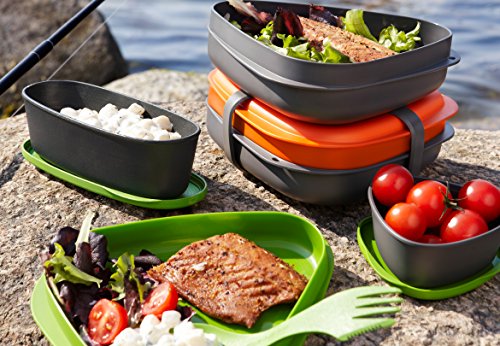 Light my Fire 6-Piece BPA-Free Lunch Kit with Plate, Bowl, Storage Boxes and Spork, Orange