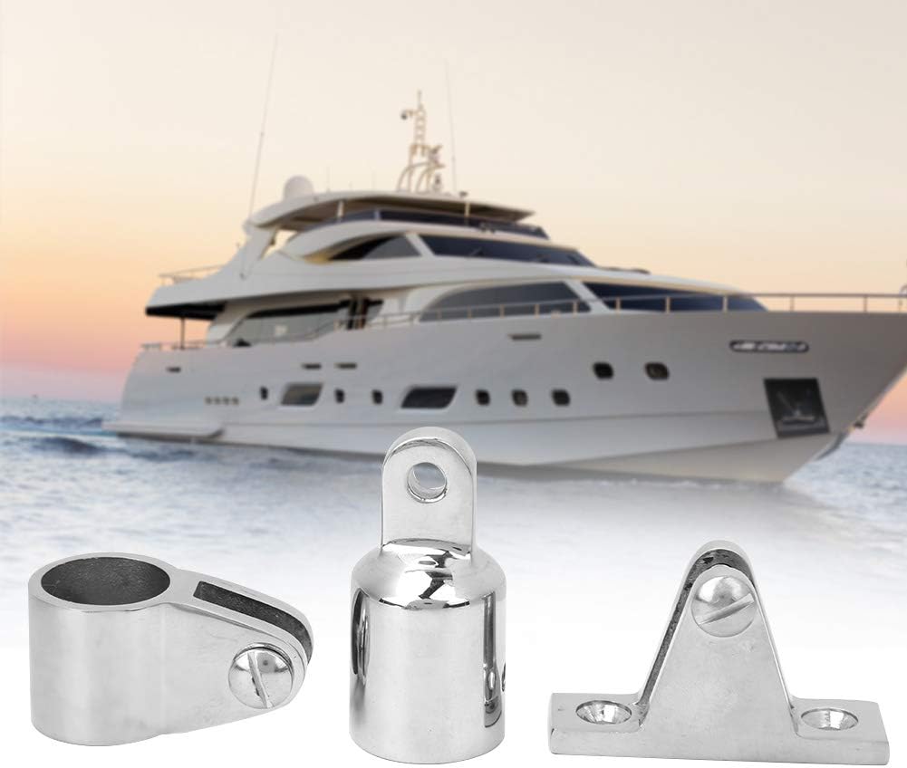 ViaGasaFamido 16Pcs Bimini Top Hinge Rail Mount Boat 3-Bow Bimini Top Cover Cap Stainless Steel Boat Fittings Hardware Hinge Mount Jaw Slide Bimini Top Eye End Kit 25mm/1in