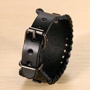 Leren herenarmband - gevlochten leer - grijs - Studi0 47