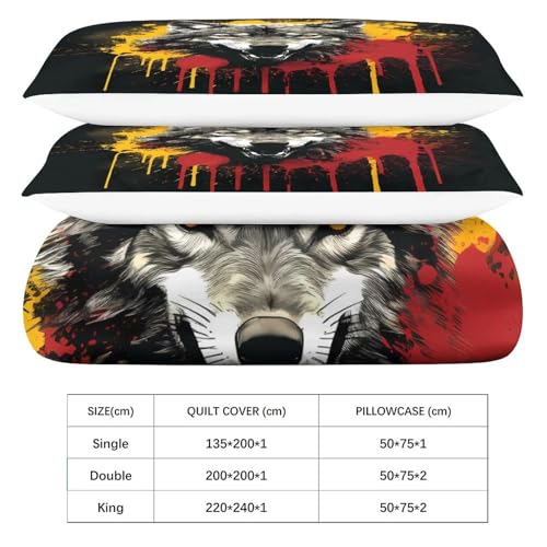 Housse de couette loup 3D avec fermeture éclair anti-glissement - 7