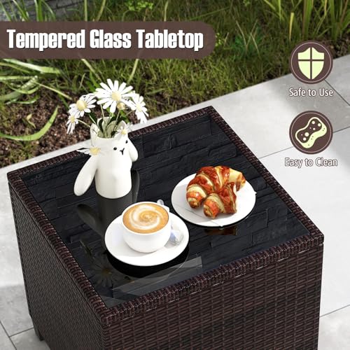 image for Tangkula 3 Pieces Patio Furniture Set, PE Rattan Wicker 3 Pcs Outdoor 