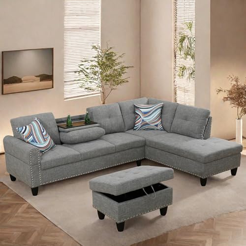 image for ChicFurnit Sectional Couches with Ottoman Storage, Lounge Modular Sect