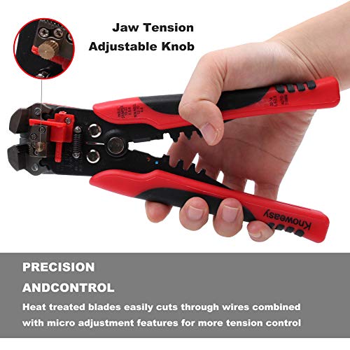 Wire Stripper,Knoweasy 8 Inch Wire Stripping Tool and Automatic Strippers for 10-24 AWG - Thumbnail 3