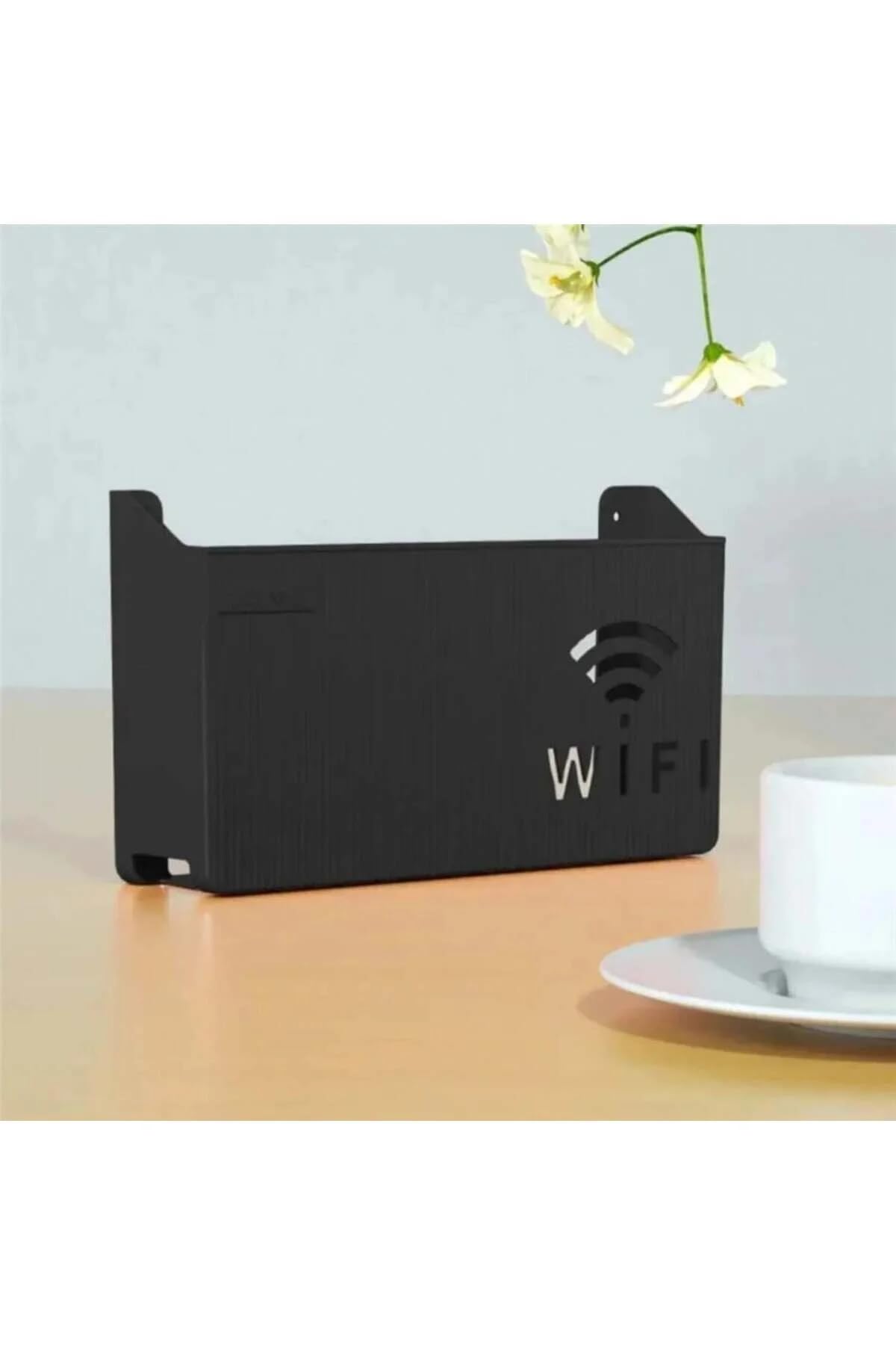 TİNEKE Siyah Wifi Kutusu Duvar Asılabilir Sigorta Ve Modem Saklama Kutusu 25x15x6 Cm