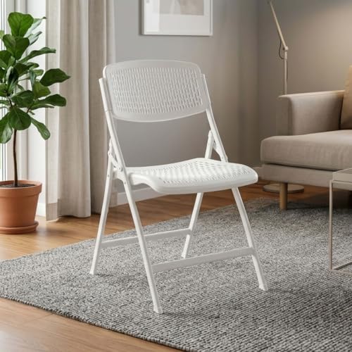Image of Streetup India Folding Metal Chair with Nylon Seat and Backrest for Home /Kitchen /Study Chair and Restaurant /Outdoor Chair (White)