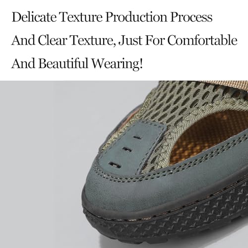Men's Mesh Cutout Hook and Loop Fisherman Sandals Comfort Non Slip Lightweight Hand Stitching Beach Sandals Casual Wading Outdoor Sandals4