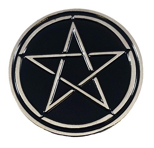 Applicable Pun Pentagram Black and Silver Color Symbol Enamel Pin - 1.25 inch Lapel or Fabric Pin
