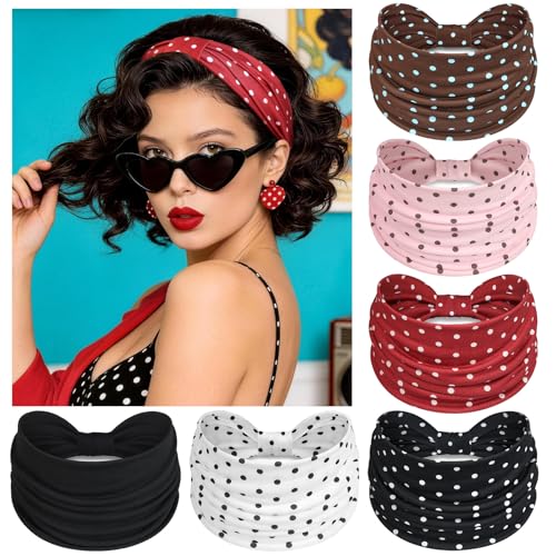Image of Awumbuk Wide Headbands for Women Knotted No Slip Head Bands Soft Turban Headband Hair Accessories Boho African Solid Color Head Wraps for Women Yoga Workout Pack of 6