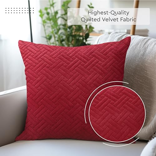 Image of Encasa XO Velvet Cushion Covers, No Inserts, 20 inchx20 inch, Red