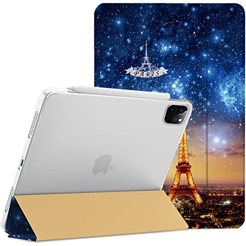 Image of DuraSafe Cases for iPad Pro 12.9 5th 4th Gen [ PRO 12.9 inch 5 4 ] A2378 A2461 A2379 A2462 A2229 A2069 A2232 A2233 Trifold Printed Hard Auto Sleep /Wake PC Translucent Back Cover - Paris Night