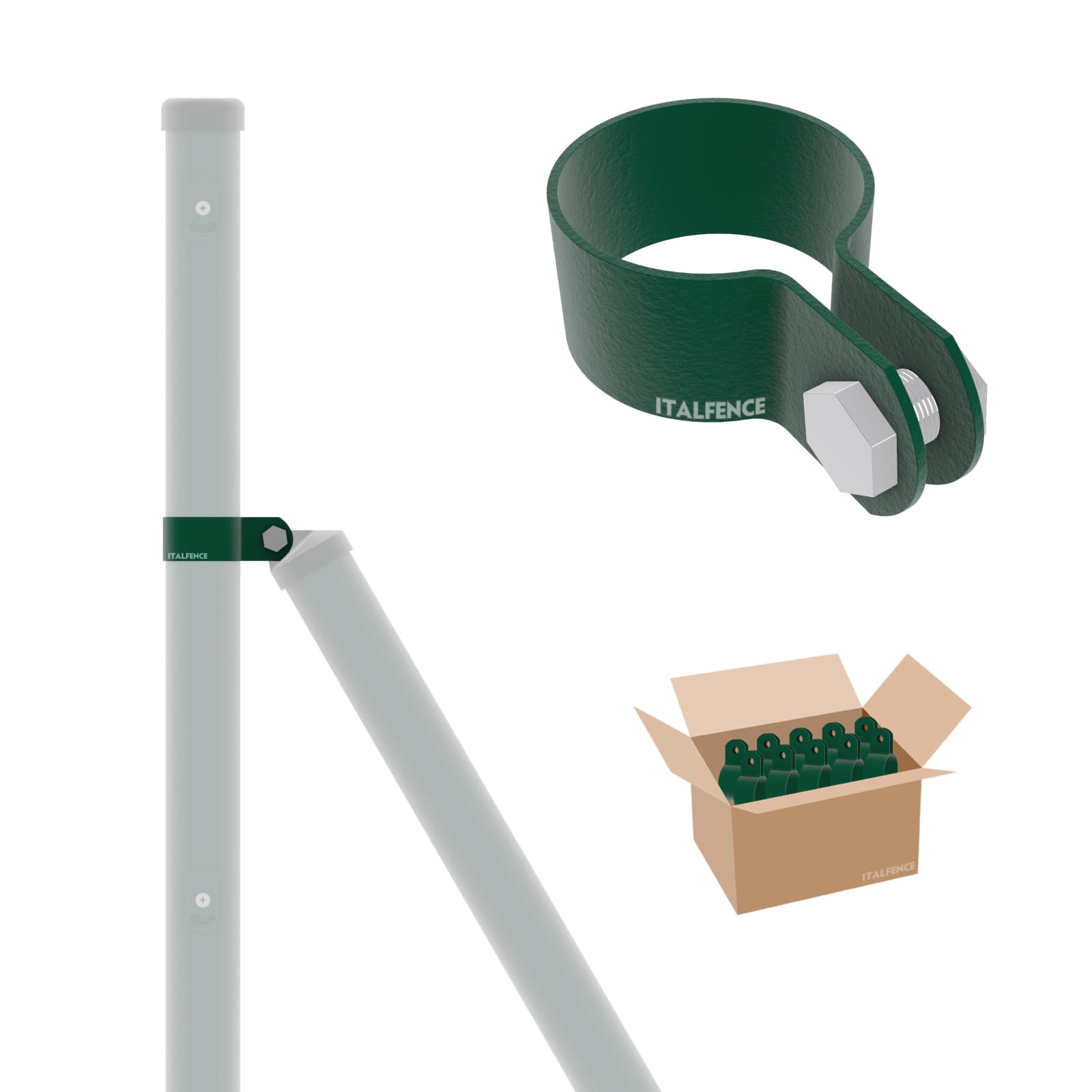 Collare per saetta tonda tubolare Ø48mm plastificato verde [10 pezzi]