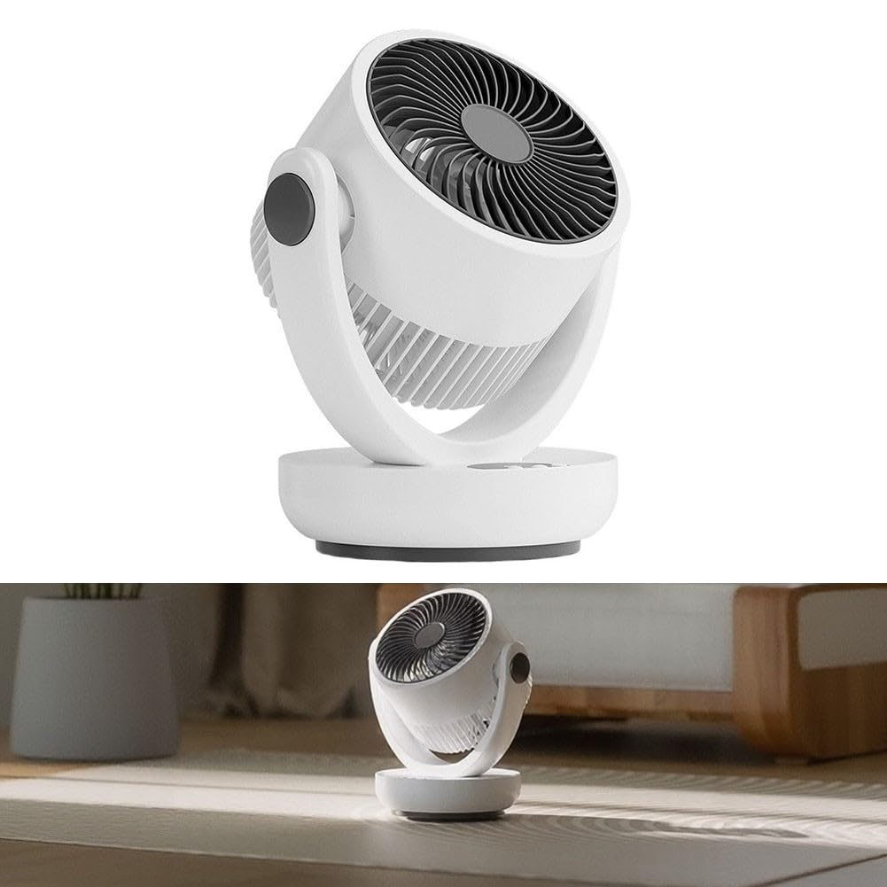 Ventilador de mesa silencioso de 12 pulgadas con fuerte flujo de aire – Ventilador de escritorio con 3 USB para oficina y dormitorio – Ventilador de refrigeración personal inclinable 21 x 21 x 30 cm