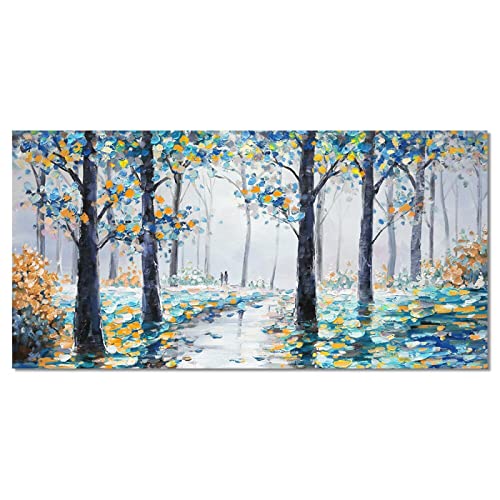 Aquarelle bosquet peinture toile paysage abstrait art mural 40x80