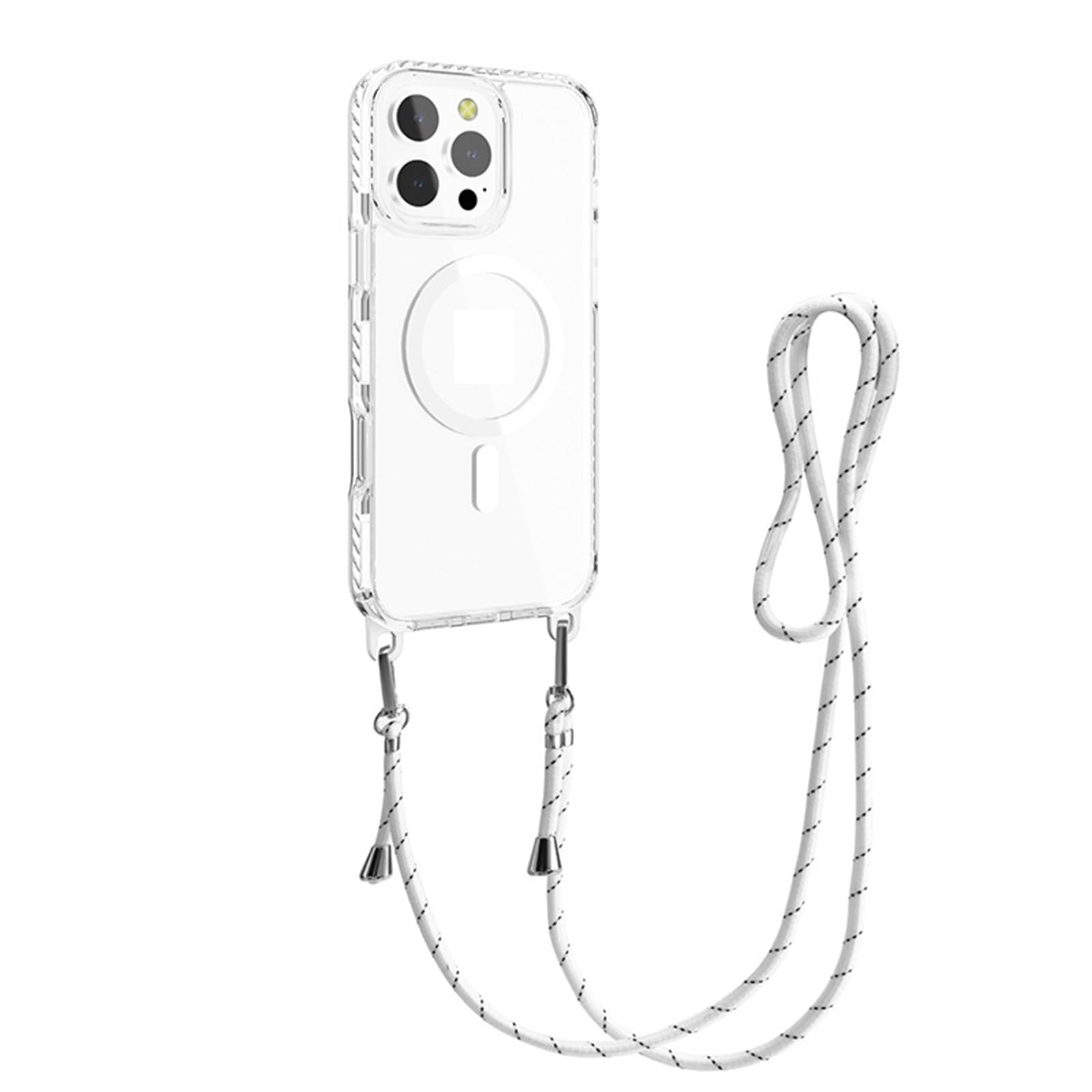 Custodia per iPhone 16/16 Plus/16 Pro/16 PRO Max, Magnetica Antiurto Custodia Laccio Collana Tracolla AntiGraffio Cover(Marrone,16 PRO)