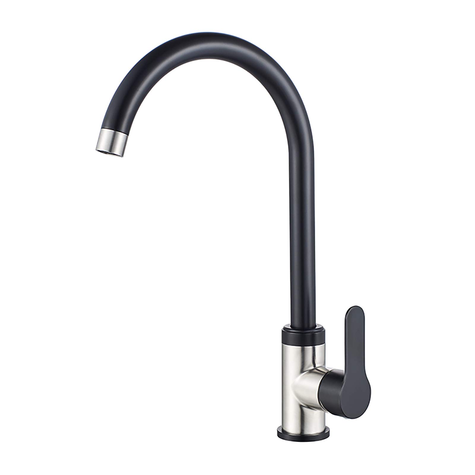 Robinet mitigeur de cuisine pivotant 360 en acier inoxydable noir mat durable
