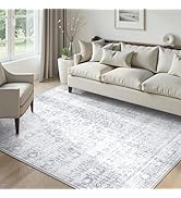 LIVEBOX 8x10 Vintage Grey Boho Rug for Living Room and Bedroom, Non-Slip Retro Floral Design, Distressed Accent Carpet f 51SZDnvO7jL. AC SR166,182