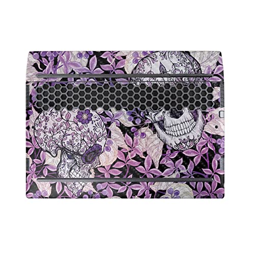 Image of MightySkins Carbon Fiber Skin Compatible with Alienware M17 R5 (2022) Full Wrap Kit - Flower Skull | Protective, Durable Textured Carbon Fiber Finish | Easy to Apply & Change Styles | Made in The USA