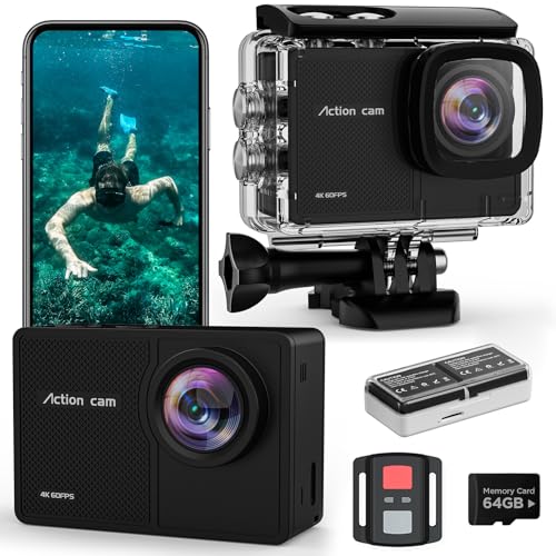 TIMNUT 4K 60FPS Action Camara - Waterproof Camera with 64G ...