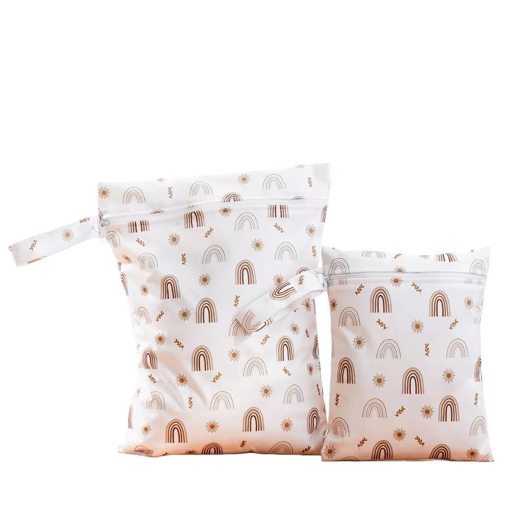 2 Sizes Wet Bags, Waterproof Storage Bag for Baby Diapers and Pump Parts, Reusable Diaper Bag with Zippered Pockets and Handle, Travel Bags, Beach, Pool, Gym Bag for Swimsuits & Wet Clothes, Set of 2 โ image 1