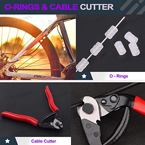 Swpeet 67Pcs Universal Bicycle Shifter Cable Housing With Bike Cable Cutter Kit, Brake Shift Cable End Caps Tube S Buckle Inside Tail Caps And O-Rings Perfect For Bike Bicycle #TOP4