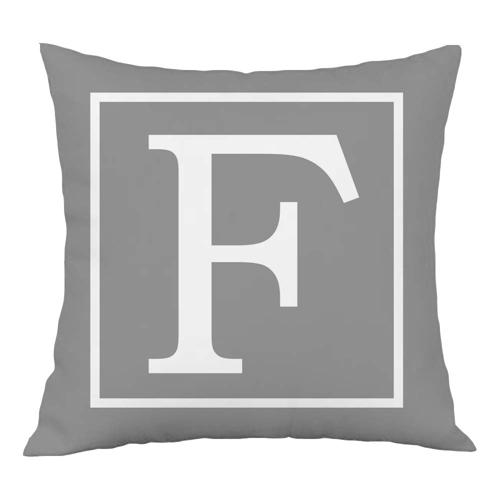 Alphabet Letter F Cushion Cover 18x18 Soft Plush Throw Pillow Covers 45cm x 45cm F