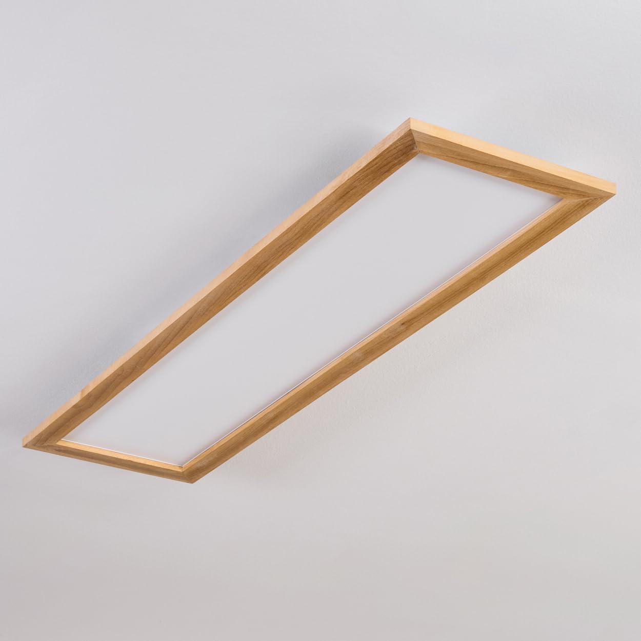 HOFSTEIN LED Deckenpanel Belan, dimmbare Deckenleuchte aus Metall/Holz/Kunststoff in Weiß/Natur, 37W, 3900L, 2700-6500 K, CCT einstellbar, Smart Home/App/Fernbedienung, Wohnzimmer, Schlafzimmer, Küche