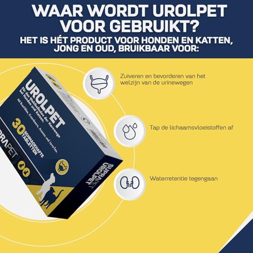 Suprapet Urolpet Hunde und Katzen Harnwegs-Wellness 30 Tabletten à 1000 mg - Natürliches Ergänzungsfutter bei Blasenentzündung, Prostata mit Lespedeza, Cranberry, Ananas, Java-Tee