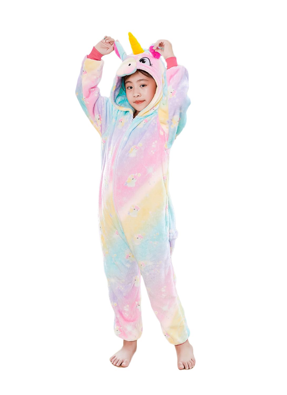 HQFURS Unicorn Onesie for Kids Animal Pajamas Cosplay Halloween Unisex Costume