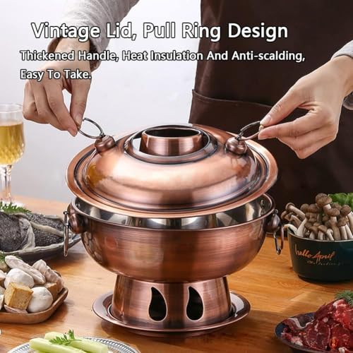 Olla Hot Pot China Tradicional Cobre Dorado 24cm miniatura 4