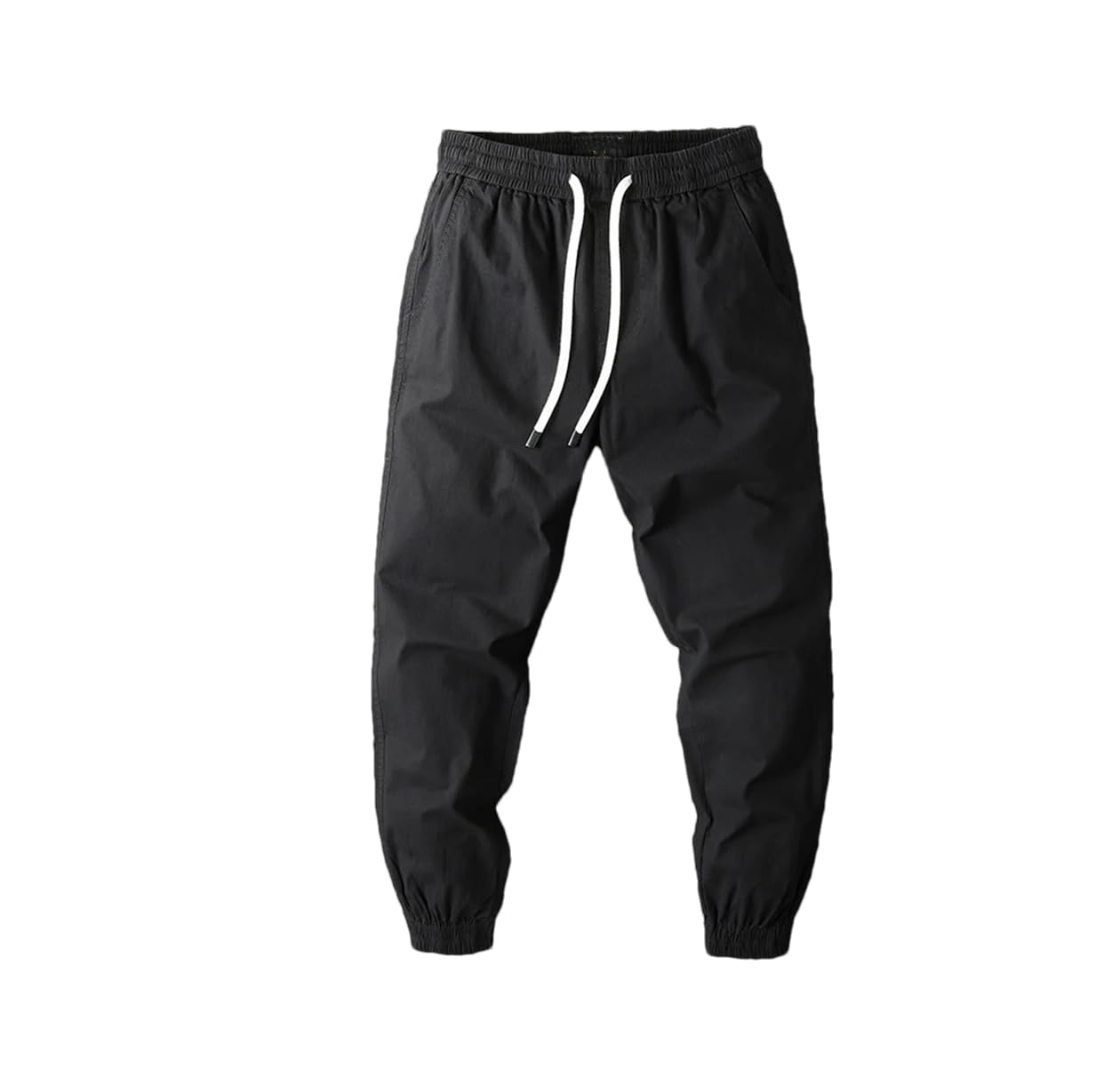 REHJJDFD Męskie solidne czarne spodnie męskie joggery na co dzień męskie spodnie dresowe bawełniane slim fit jogging męskie spodnie