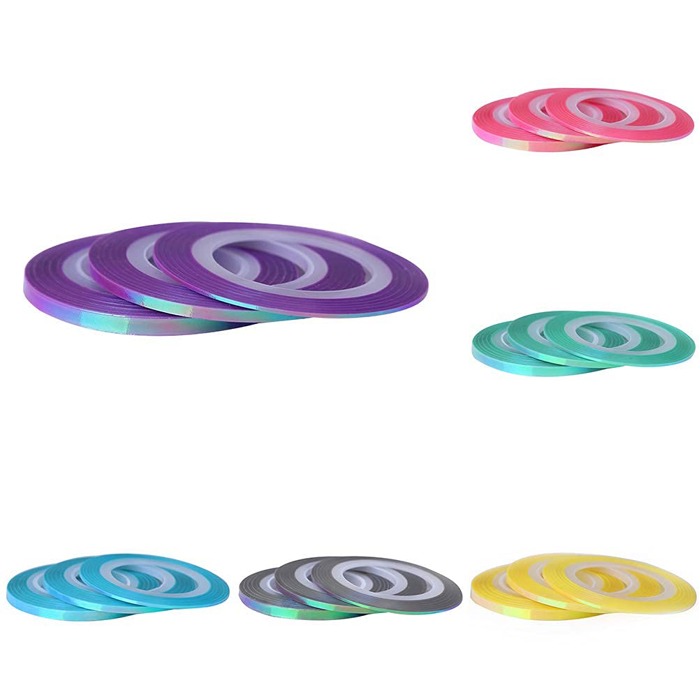 6 Rouleau Nail Art Autocollant DIY Manucure Nail Art Bonbons Couleur Rayures Bandes Ligne Autocollants Stickers Manucure DécorationDesign de mode