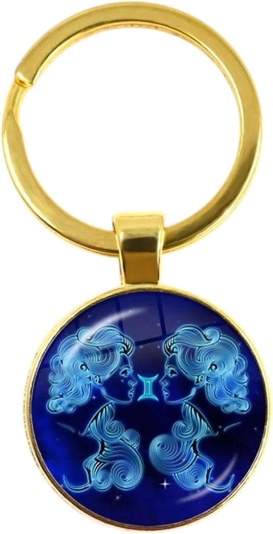 12 Zodiac Signs Glass Constellations Keychain Fashion Jewelry Virgo Cancer Cancer Aries Gemini Birthday Gift Key Rings