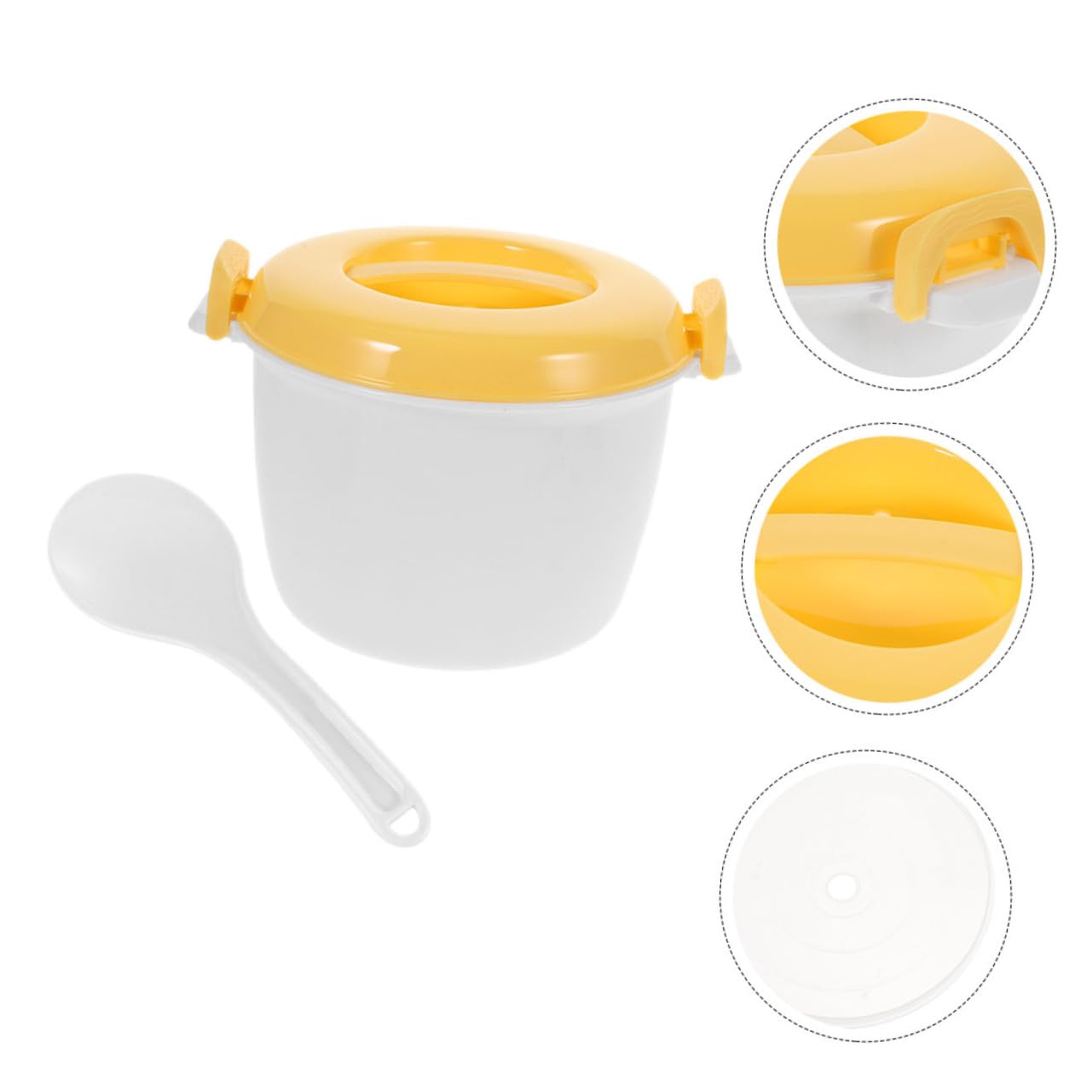PRETYZOOM 1set Microwave Rice Cooker Multifunctional Food Container for and Steaming for Home Office and Dorm Use Lightweight Convenient Design with Spoon