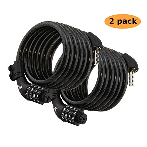 ETRONIC Security Bike Lock M6 Self Coiling Resettable Combination Lock Bike Cable Lock