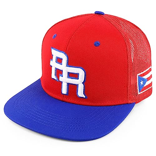 Image of Trendy Apparel Shop PR 3D Embroidered Snapback Trucker Cap with Puerto Rico Flag