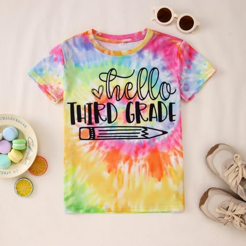 Image of MODNTOGA Kid Girl Boy First Day of School Shirt Back to School T-Shirt Hello Kindergarten 1st 2nd 3rd Grade Graphic Tee Tops