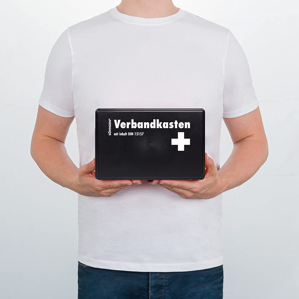 SÖHNGEN BIGPACK 10 x Verbandkasten Kiel, schwarz, DIN 13157 aus Kunststoff, Art.-Nr. 3003003 | Verbandskasten | Notfallkoffer | Erste Hilfe Kasten