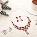 Hicarer Bridal Teardrop Cluster Crystal Jewelry Set for Women Necklace Earrings Wedding (Red)