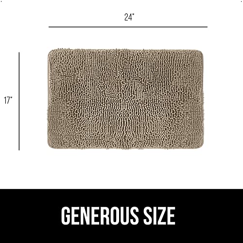 Gorilla Grip Bath Rug 24X17, Thick Soft Absorbent Chenille, Rubber Backing Quick Dry Microfiber Mats, Machine Washable Rugs For Shower Floor, Bathroom Runner Bathmat Accessories Decor, Beige #TOP6