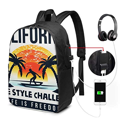 SNFDFS Mochila Bolsas con Puerto USB 15 6 Pulgadas  Moda De Viaje Camping Casual Surf