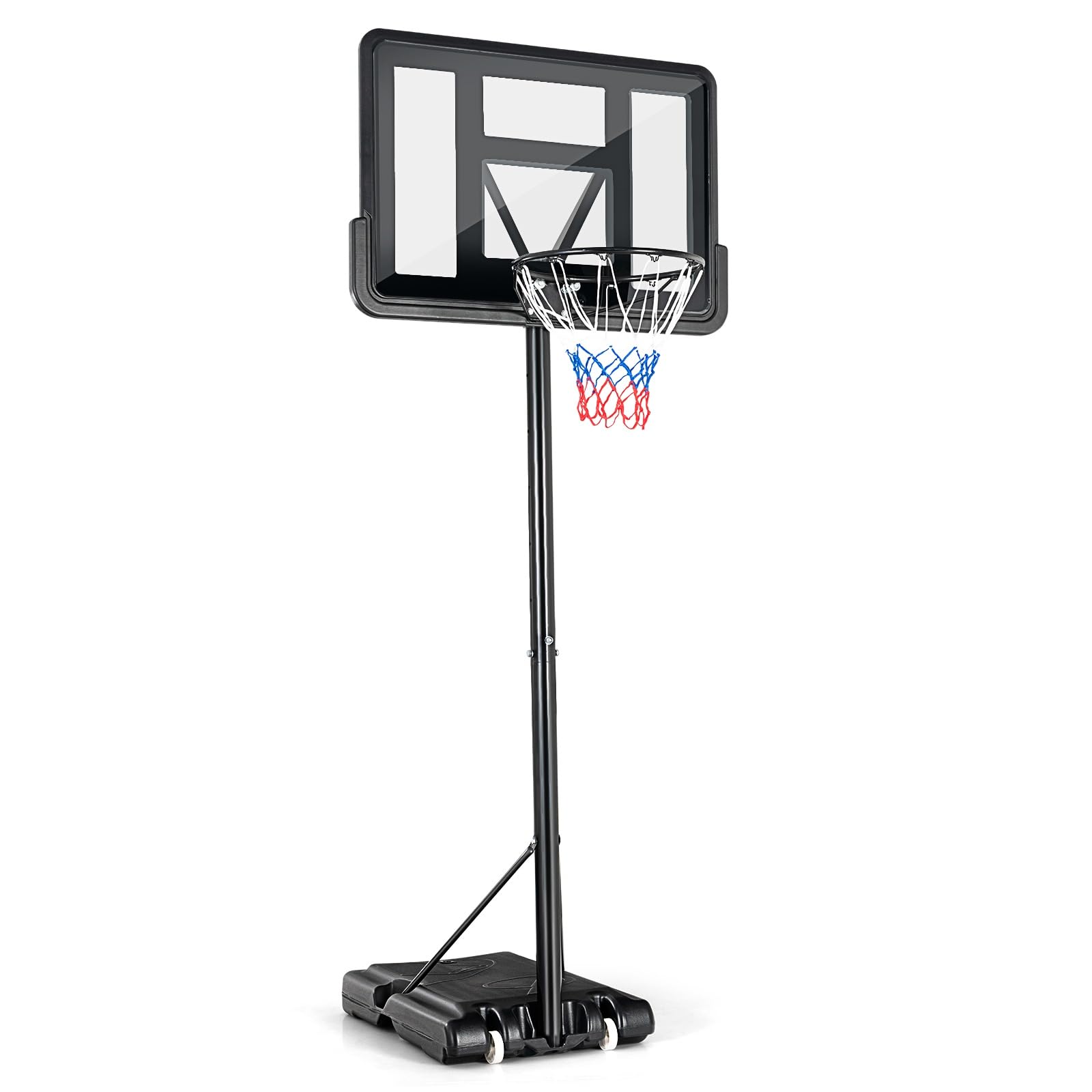 LIFEZEAL Canasta de Baloncesto al Aire Libre para Adolescentes y Adultos, Canasta de Baloncesto Portátil con Tablero y Red, Altura Ajustable de 1,3M a 3,05M