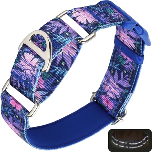 Martingale Dog Collar - Reflective, Adjustable, Boho Flowers