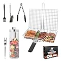 Global Quality Solutions SR|Stainless steel Grill basket(s)(Set of 5 products)| Grilling basket(s) and grill accessories |Grill/Cook your steak, veggies, fish, chicken| Grill baskets for outdoor grill