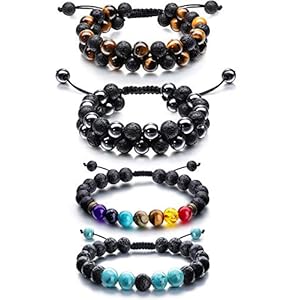 Essential Oil Bracelet for Men Diffuser Stone Lava Bracelet Adjustable Beads Bracelets for Aromatherapy Men Women Gifts