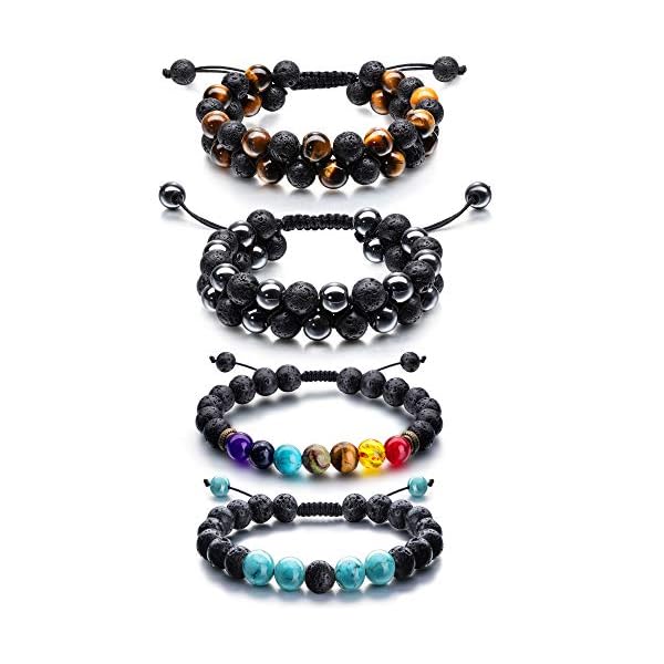 Adjustable-Lava-Rock-Stone-Essential-Oil-Diffuser-Bracelet-Braided-Rope-Stone-Yoga-Beads-Bracelets-for-Men-Women Essential Oil Bracelet for Men Diffuser Stone Lava Bracelet Adjustable Beads Bracelets for Aromatherapy Men Women Gifts