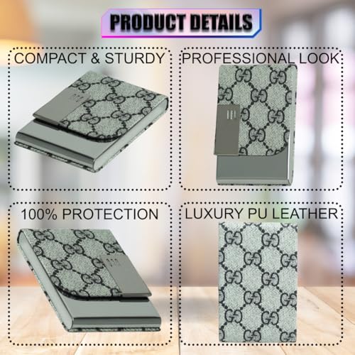 Image of Luxurious Unisex Pocket Card Holder Design 15-20 Business Card and 5-8 Card Debit Credit Ultrathin Stainless Steel 9.5 X 6.5 x 1.2 cm Size RFID Blocking Corporate Gift for Employee (Cream-G)