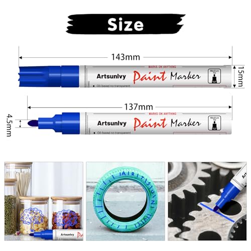 Artsunlvy 2PM Blue Paint Pens Permanent Markers - 2 Pack Oil Based Quick Dry Waterproof Markers For Tire thumb #4