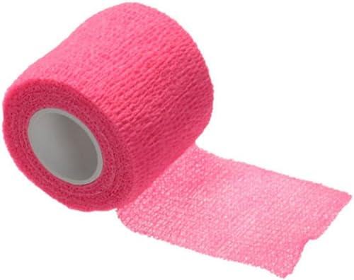 Miniatura 3 de ESUPPORT Vendajes cohesivos autoadherentes de 2 pulgadas x 5 yardas, cinta elástica fuerte de primeros auxilios para muñeca y tobillo, color rosa,