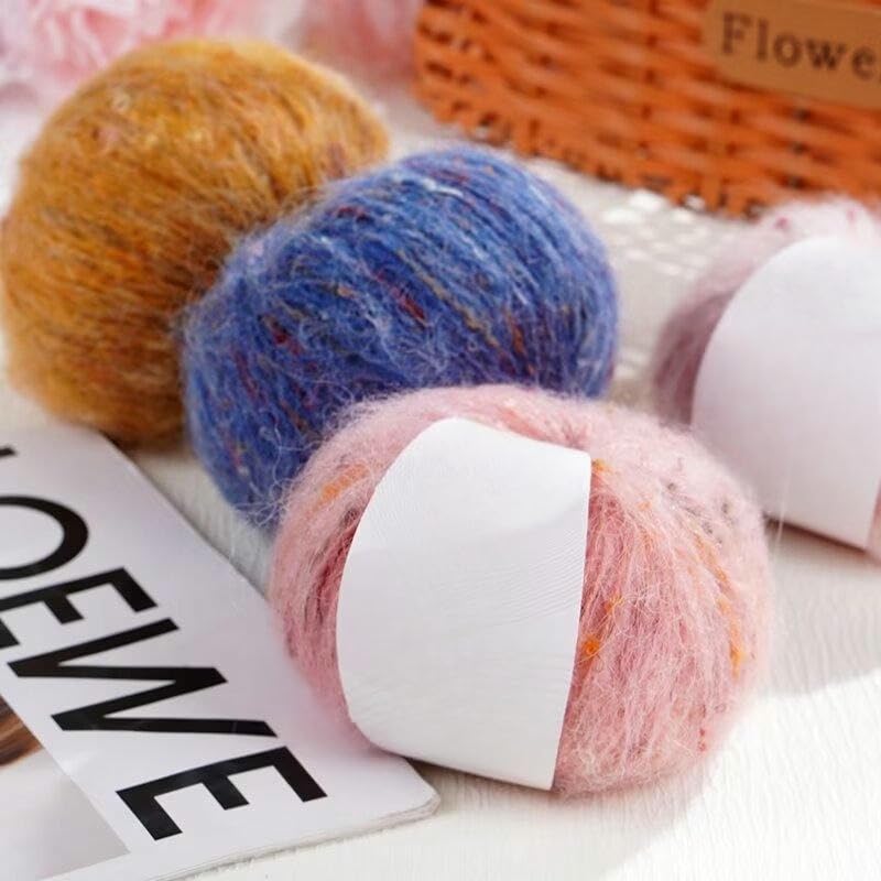 6/12/18/24 Piezas de Hilo bouclé de 25 g, Hilo de Mezcla de Lana Suave, para Tejer a Mano y a Crochet suéteres, Abrigos, chales, Bufandas y Gorros